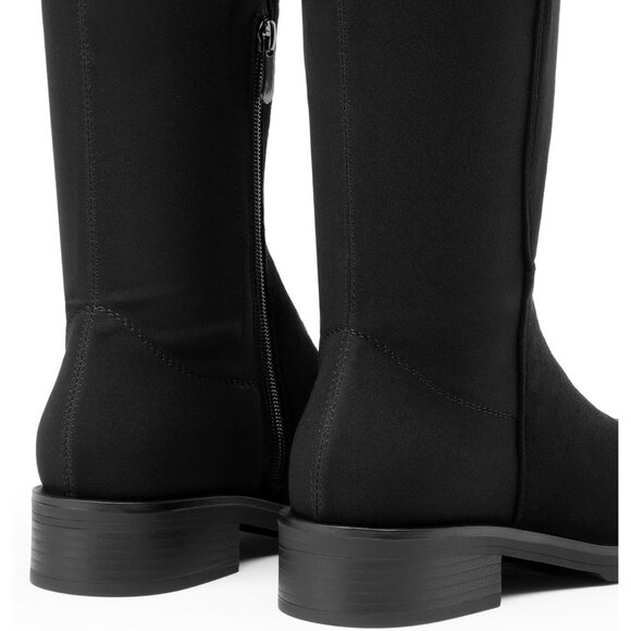 🆕Women's Black-suede Knee High Comfortable Thigh High Daily Low Flat Heel Boots - Picture 6 of 8